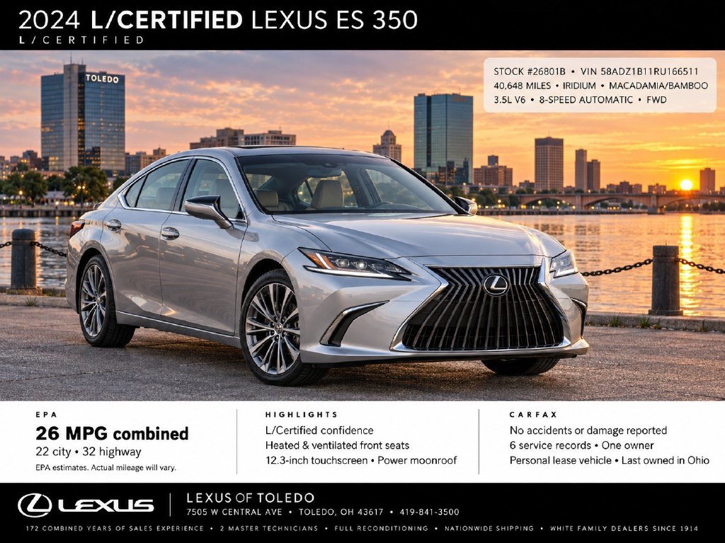 Certified 2024 Lexus ES 350 w/ Premium Package FWD image 1