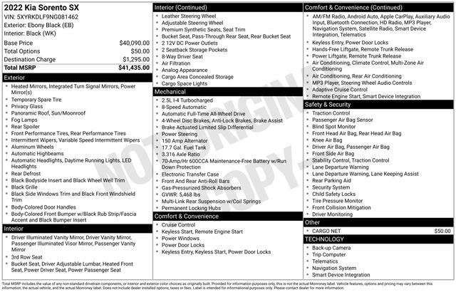 Used 2022 Kia Sorento SX image 44