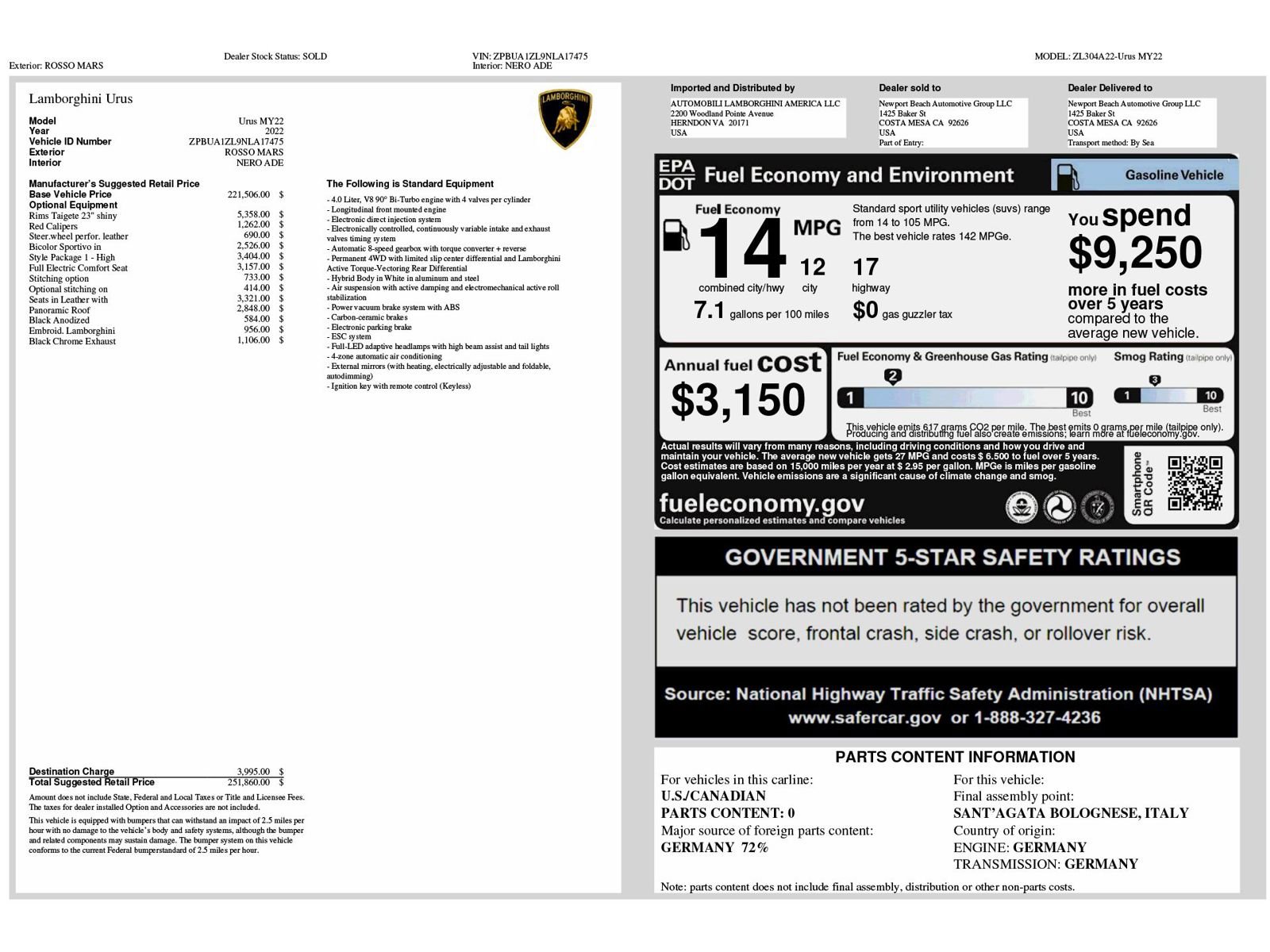 Used 2022 Lamborghini Urus AWD/4WD image 6