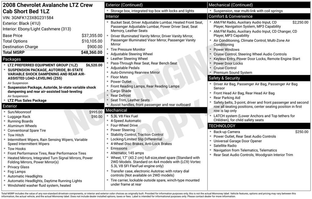Used 2008 Chevrolet Avalanche LTZ w/ LTZ Preferred Equipment Group AWD/4WD image 6