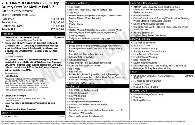 Used 2018 Chevrolet Silverado 2500 High Country w/ Duramax Plus Package image 38