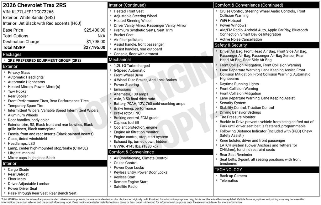 New 2026 Chevrolet Trax RS FWD image 10