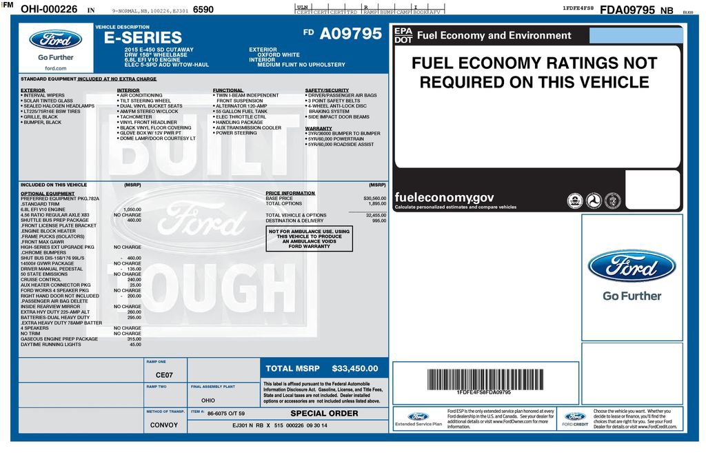 Used 2015 Ford E-450 and Econoline 450 Super Duty w/ Shuttle Bus Prep Package image 15