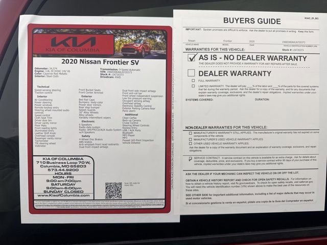 Used 2020 Nissan Frontier SV image 32