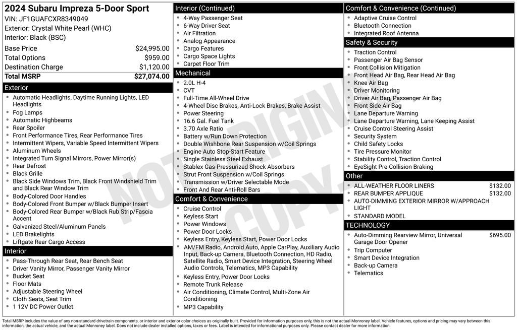 Used 2024 Subaru Impreza 2.0i Sport image 27