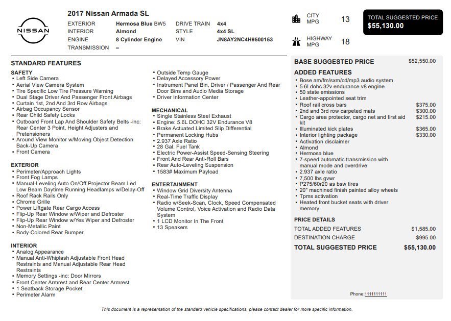 Used 2017 Nissan Armada SL w/ Interior Lighting Package image 33