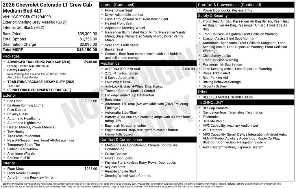 New 2026 Chevrolet Colorado LT w/ Advanced Trailering Package AWD/4WD image 10