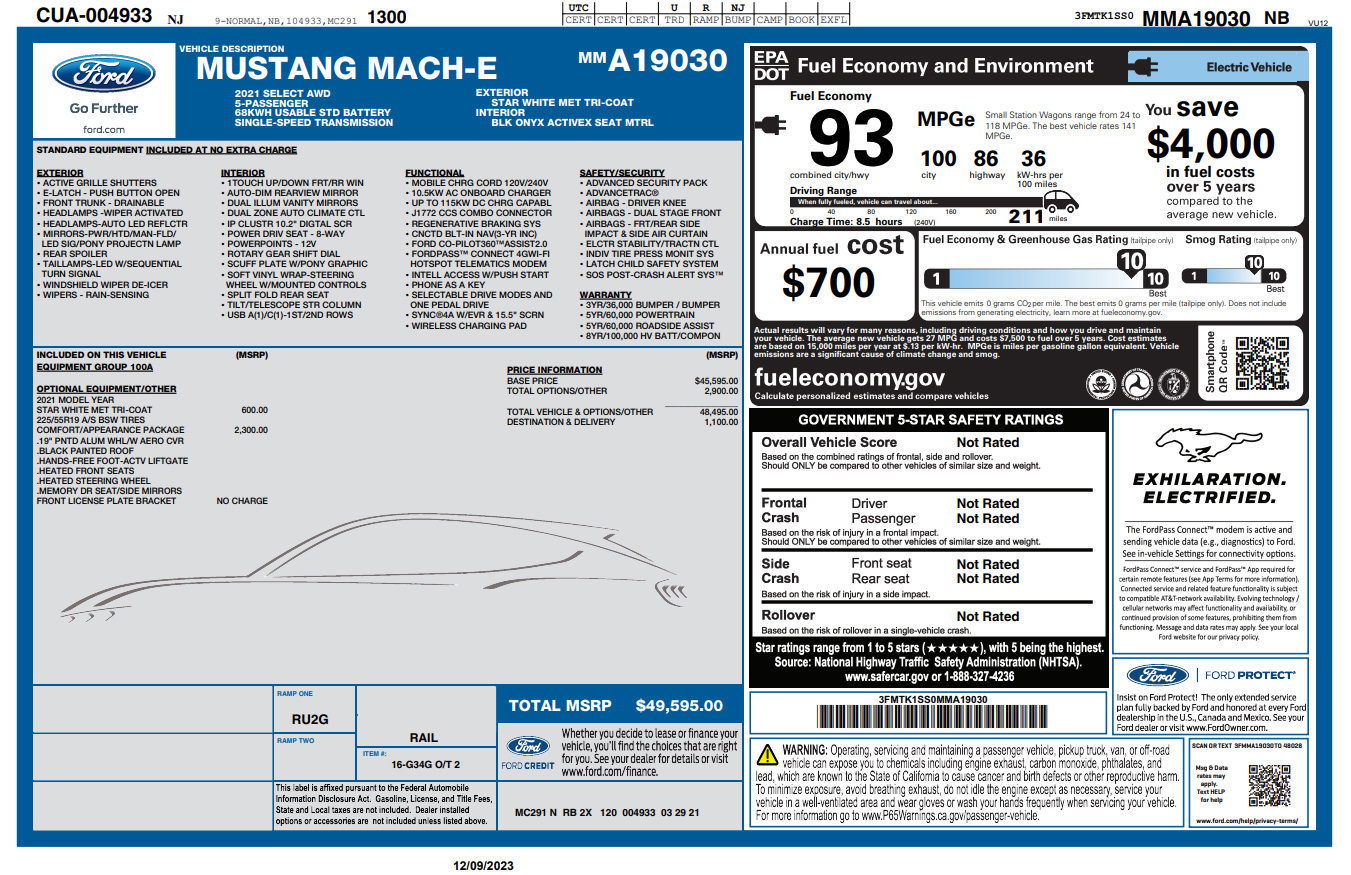 Used 2021 Ford Mustang Mach-E Select w/ Comfort/Appearance Package AWD/4WD image 32