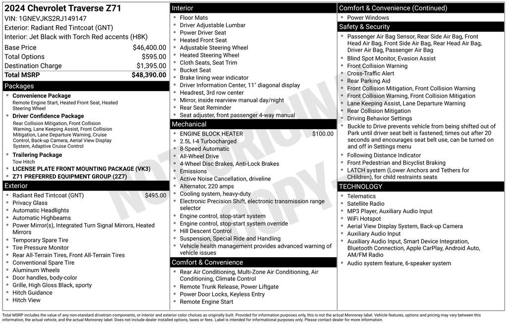 Used 2024 Chevrolet Traverse Z71 AWD/4WD image 33