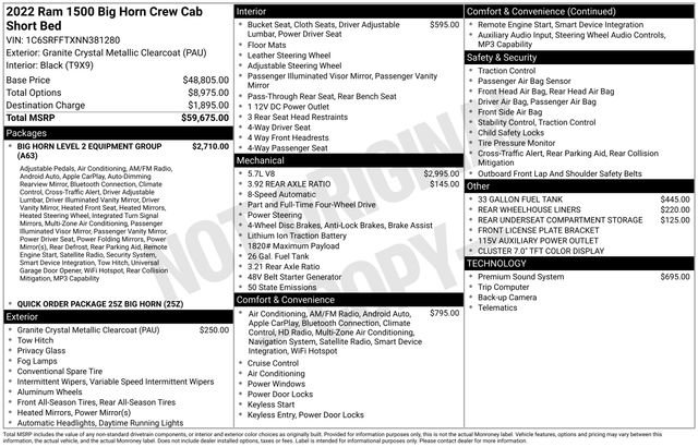 Used 2022 RAM 1500 Big Horn AWD/4WD image 49