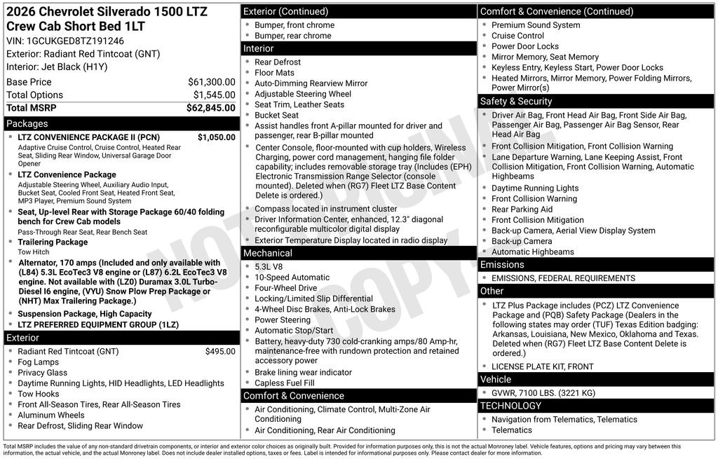 New 2026 Chevrolet Silverado 1500 LTZ w/ LTZ Convenience Package II image 2