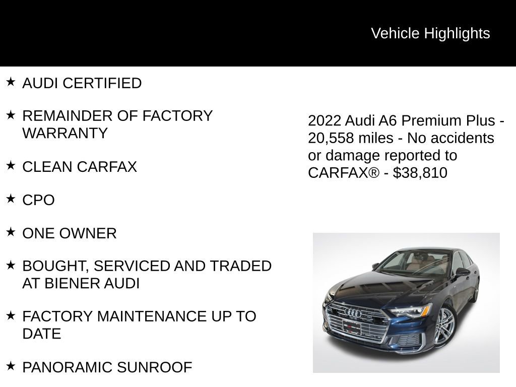 Certified 2022 Audi A6 Premium Plus w/ Premium Plus Package image 9