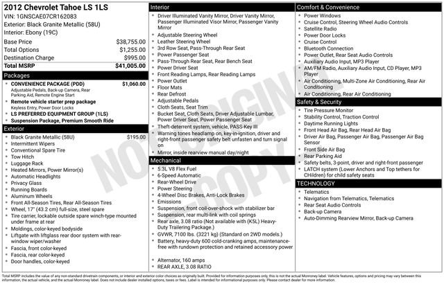 Used 2012 Chevrolet Tahoe LS w/ Convenience Package image 2