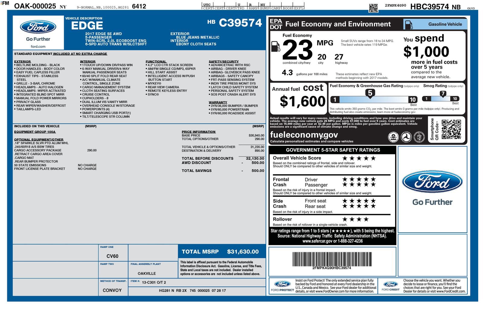 Used 2017 Ford Edge SE w/ Cargo Accessory Package image 6