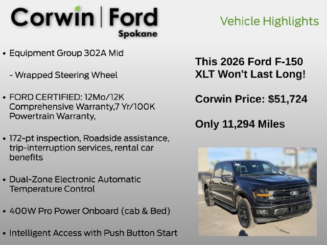Certified 2026 Ford F150 XLT w/ Equipment Group 302A MID AWD/4WD image 25