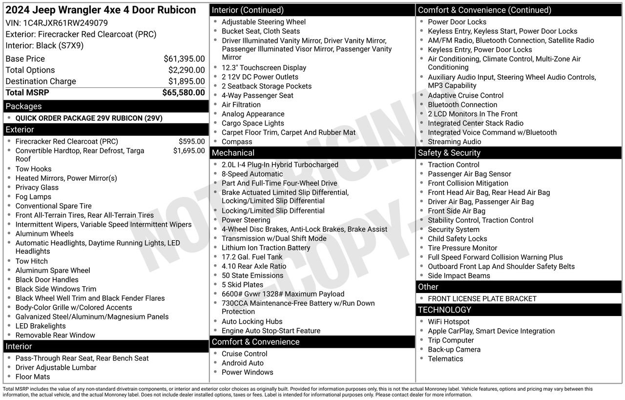 Used 2024 Jeep Wrangler Unlimited Rubicon 4xe AWD/4WD image 37