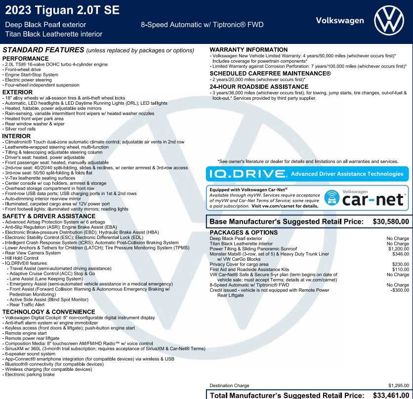 Used 2023 Volkswagen Tiguan SE w/ Panoramic Sunroof Package FWD image 3