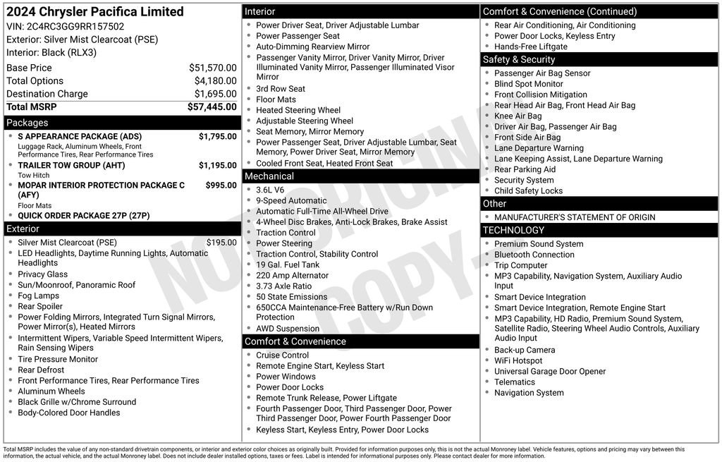 Used 2024 Chrysler Pacifica Limited w/ S Appearance Package AWD/4WD image 34