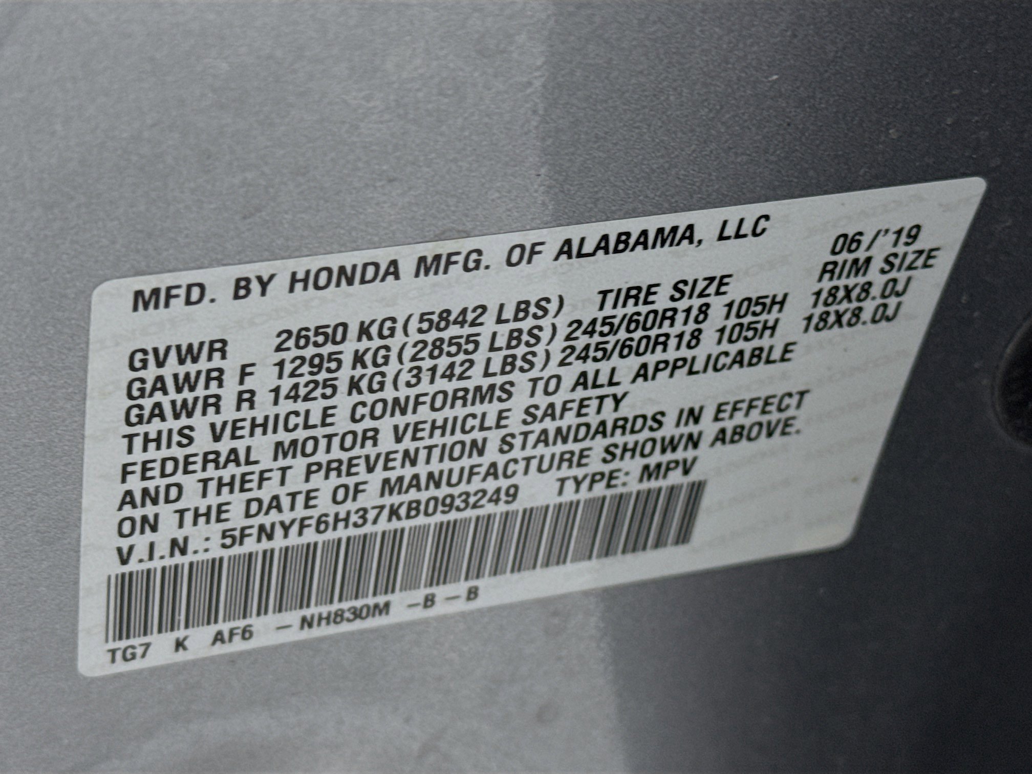 Certified 2019 Honda Pilot EX image 32