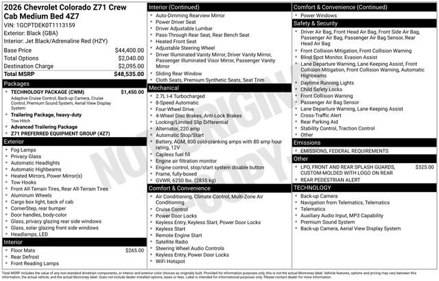 New 2026 Chevrolet Colorado Z71 w/ Technology Package image 16
