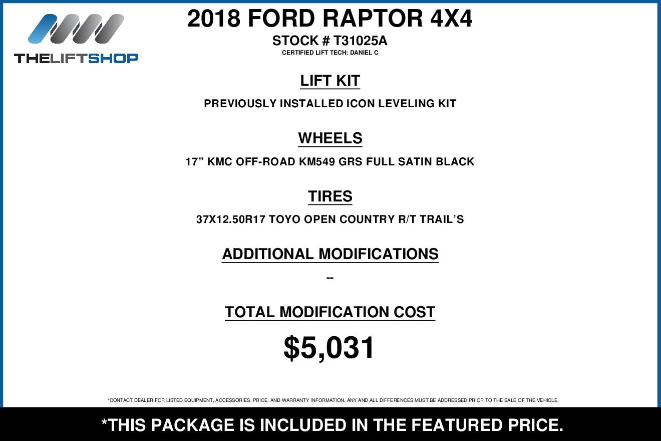 Used 2018 Ford F150 Raptor w/ Equipment Group 802A Luxury AWD/4WD image 2