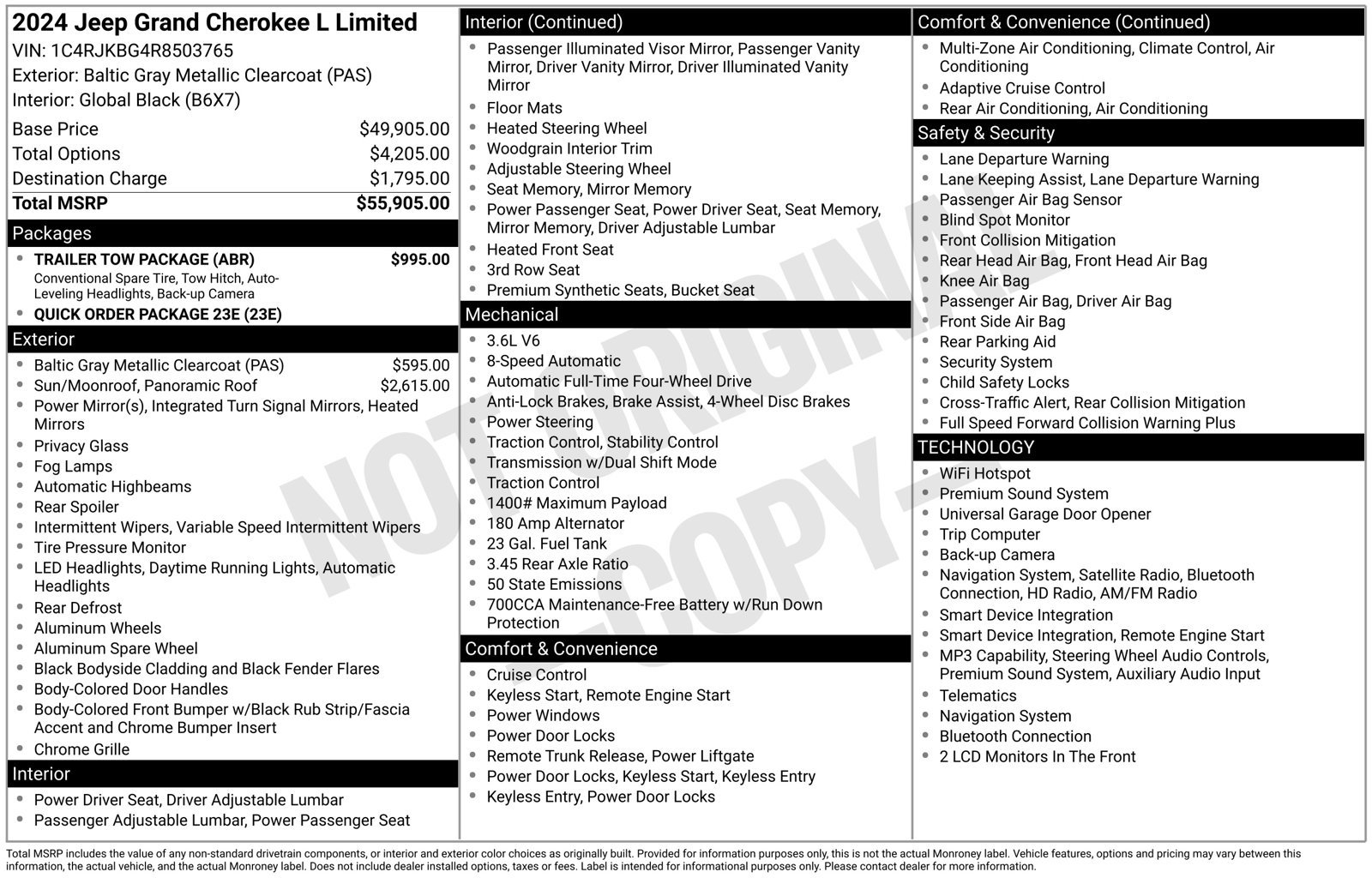 Used 2024 Jeep Grand Cherokee L Limited w/ Trailer Tow Package AWD/4WD image 48