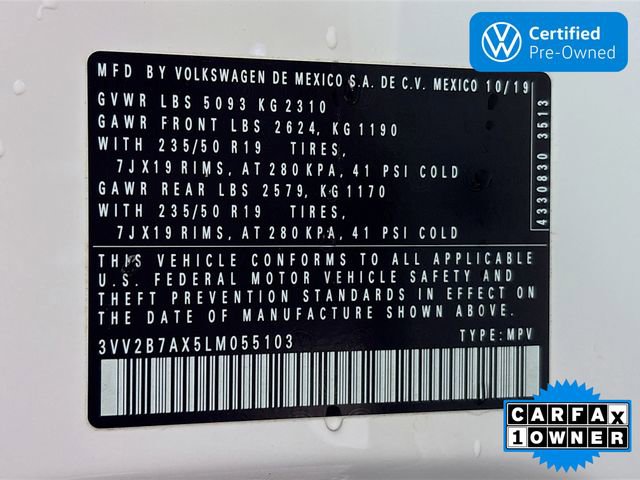 Certified 2020 Volkswagen Tiguan SEL AWD/4WD image 32