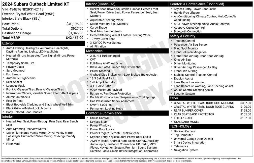 Used 2024 Subaru Outback Limited XT image 31