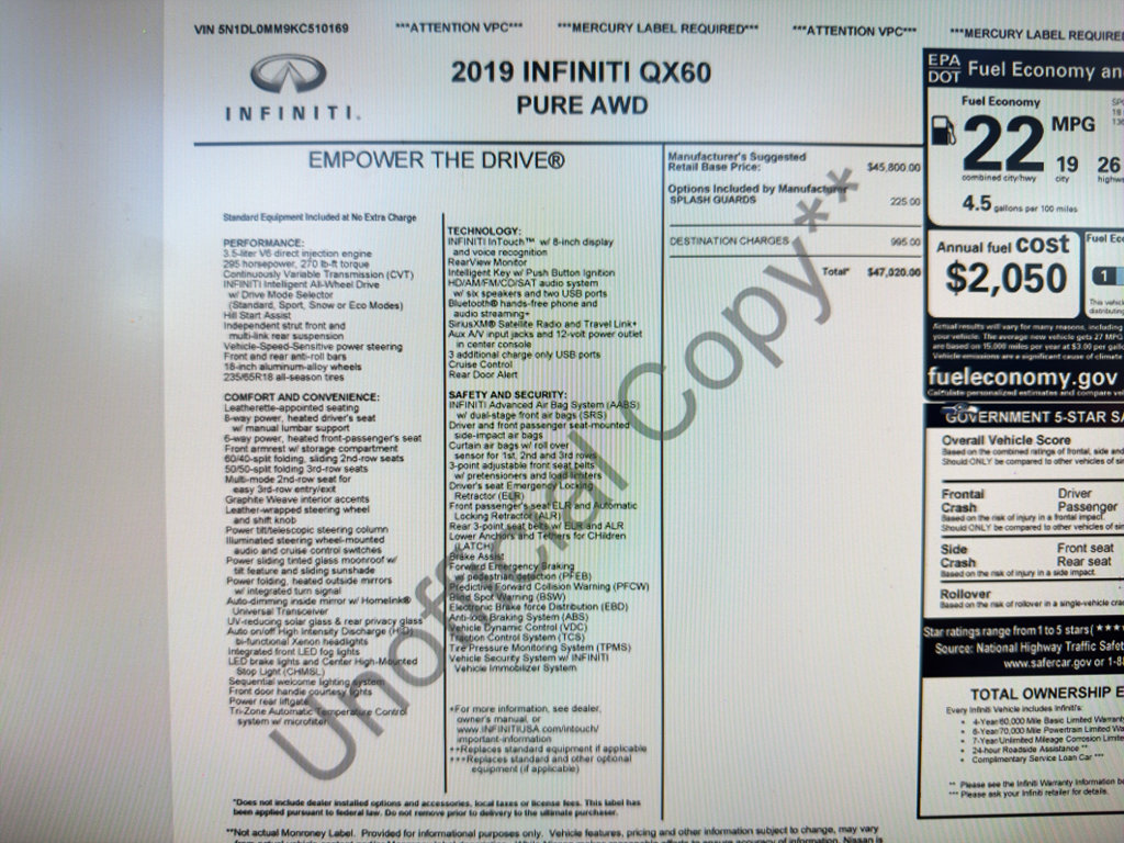 Used 2019 INFINITI QX60 Pure AWD/4WD image 26