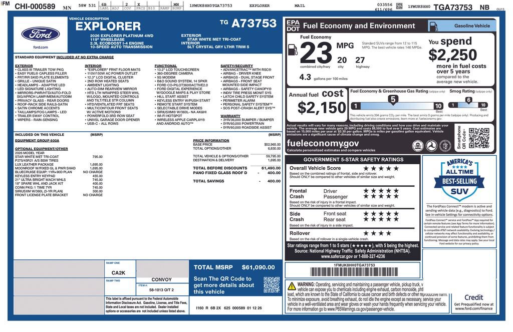 New 2026 Ford Explorer Platinum w/ LUX Leather Package image 17