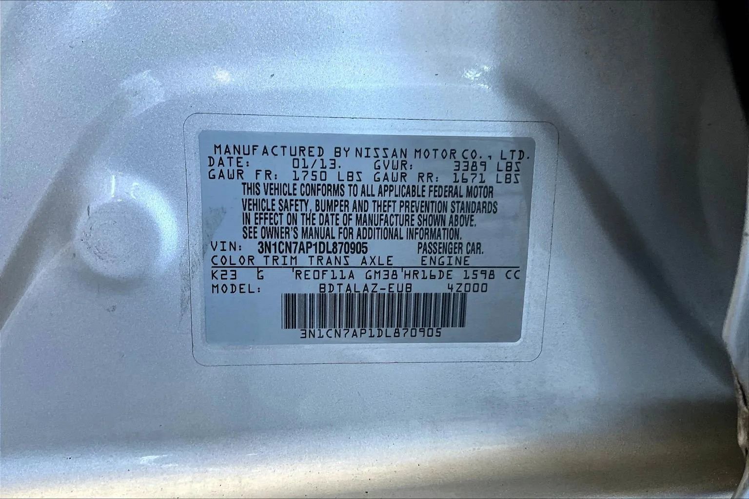 Used 2013 Nissan Versa S Plus image 13