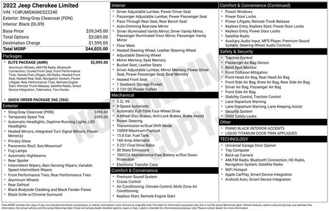 Used 2022 Jeep Cherokee Limited w/ Elite Package image 30