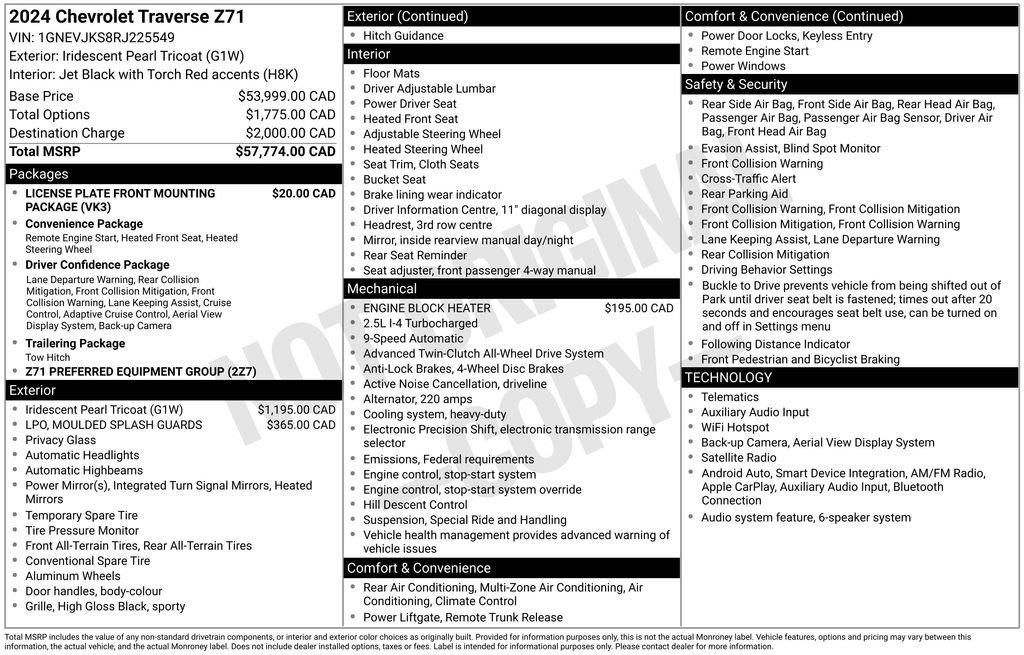 Used 2024 Chevrolet Traverse Z71 AWD/4WD image 43