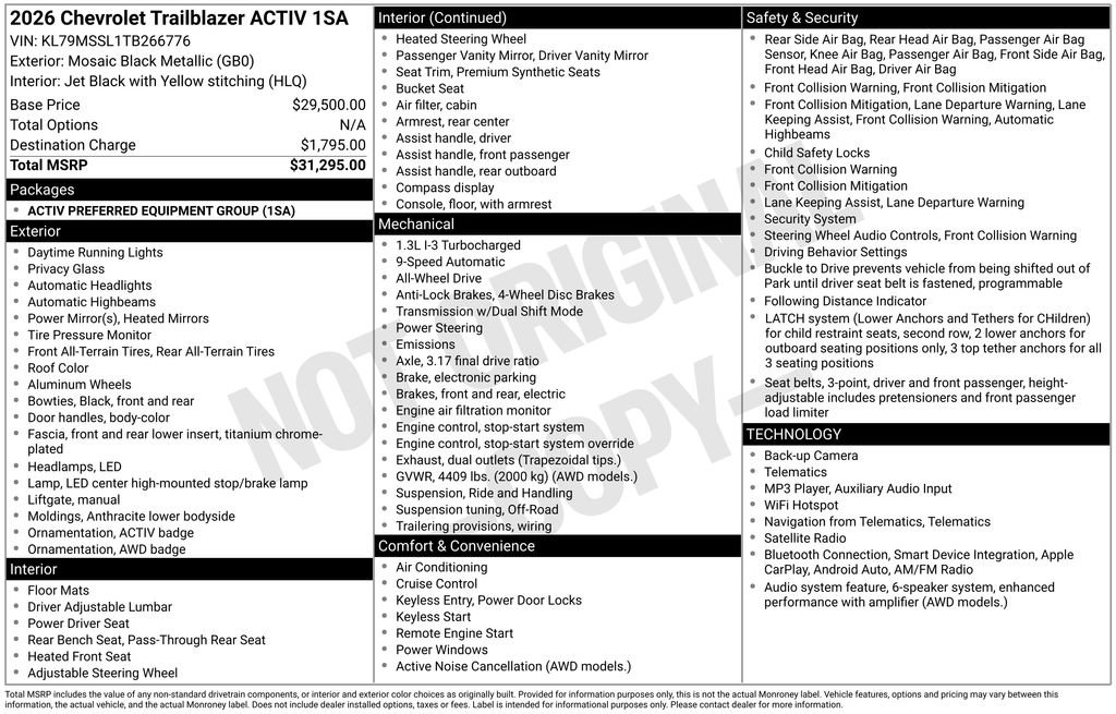 New 2026 Chevrolet TrailBlazer ACTIV AWD/4WD image 20
