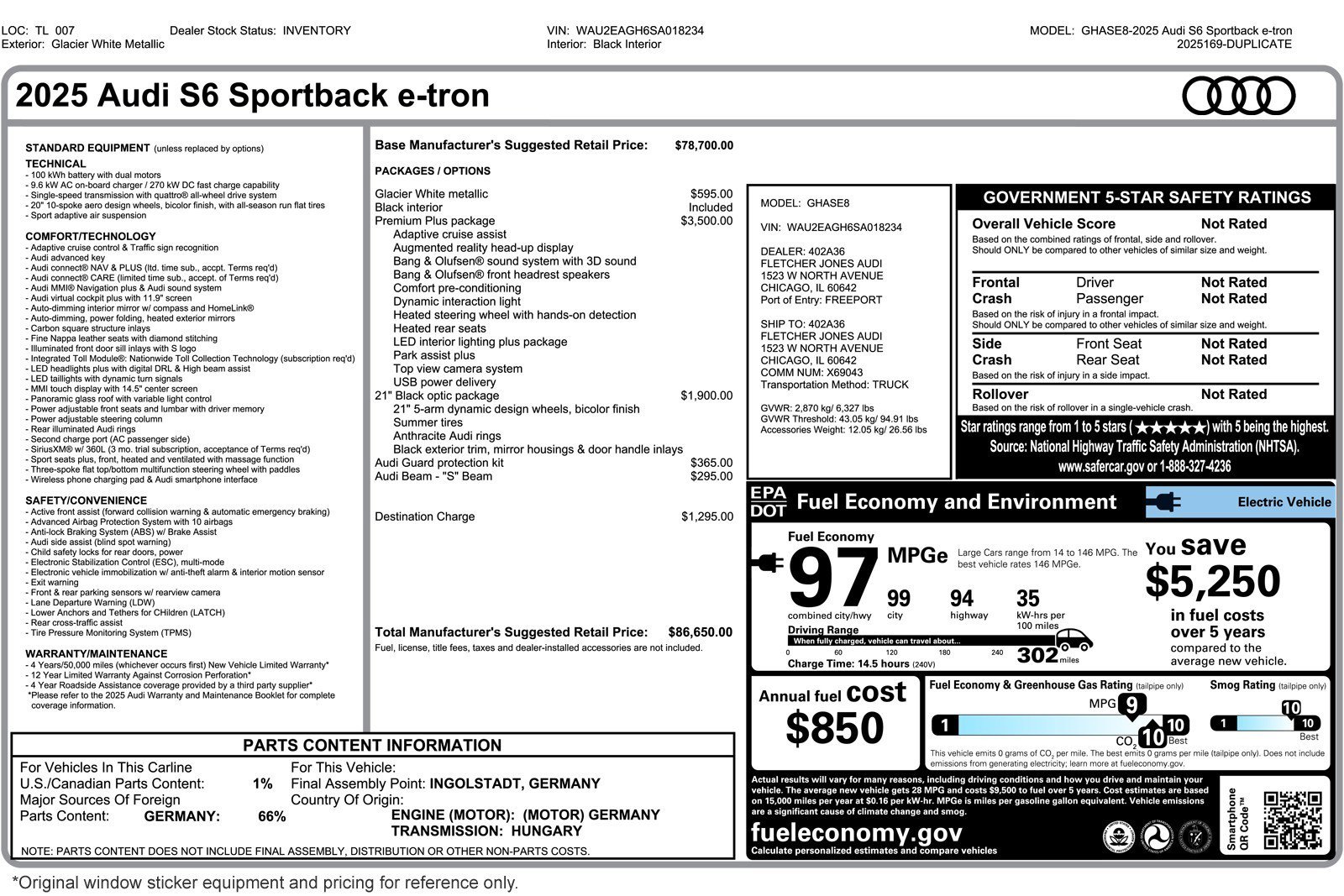 Used 2025 Audi S6 e-tron Premium Plus w/ Premium Plus image 3