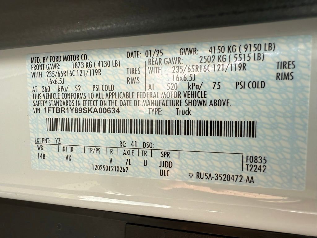New 2025 Ford Transit 250 Low Roof w/ Load Area Protection Package RWD image 36