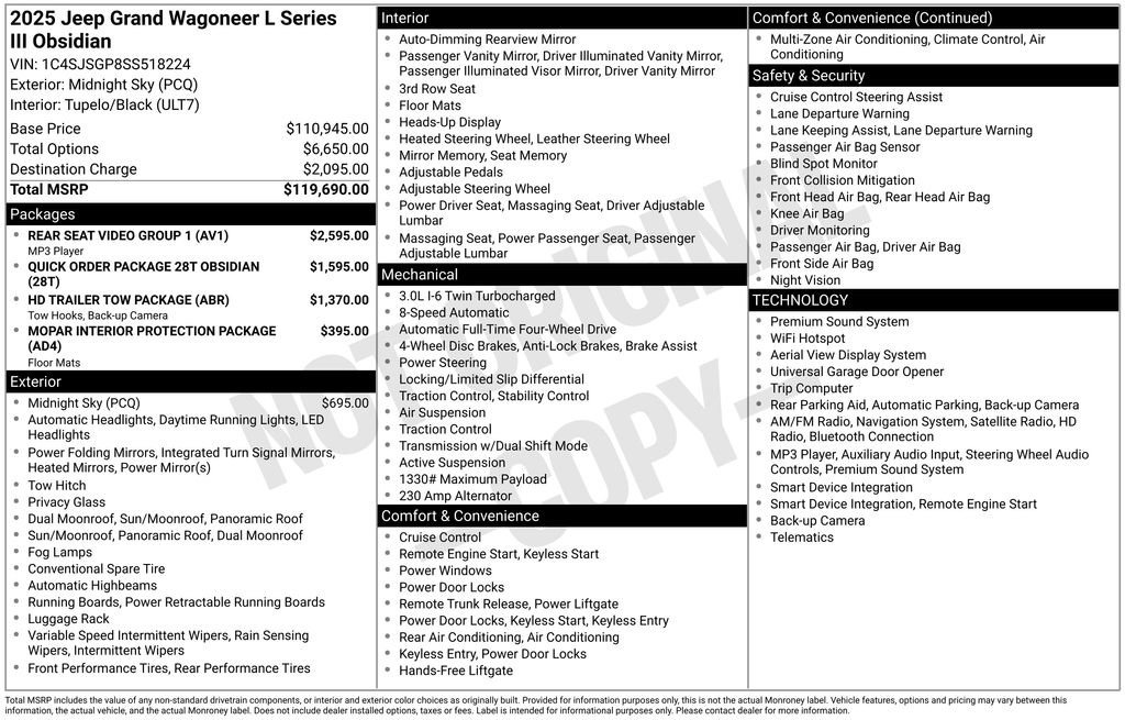 Used 2025 Jeep Grand Wagoneer L Series III w/ Rear Seat Video Group 1 image 39