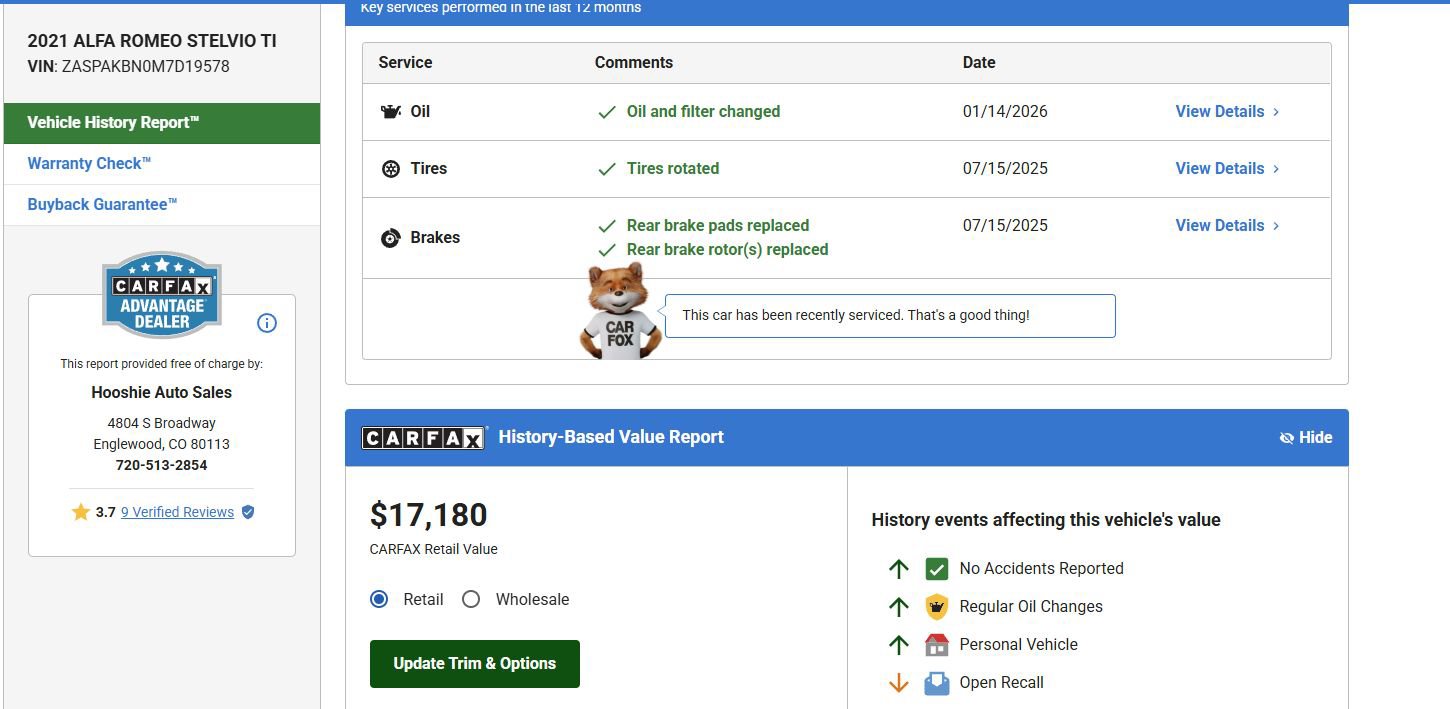 Used 2021 Alfa Romeo Stelvio Ti w/ Active Assist 2 Package TI image 2