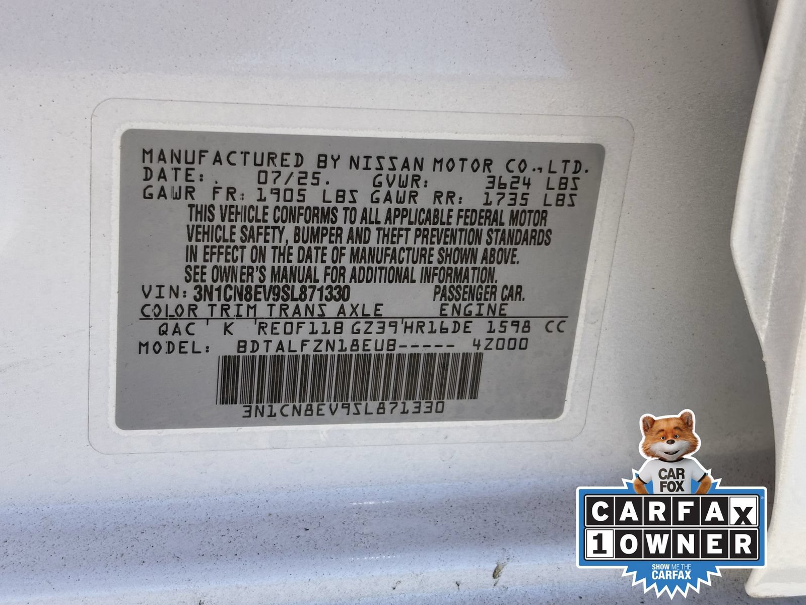 Certified 2025 Nissan Versa SV w/ Trunk Package FWD image 33