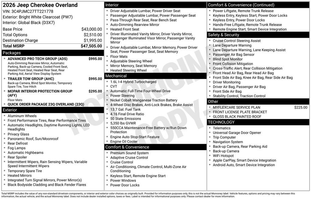 New 2026 Jeep Cherokee Overland w/ Trailer Tow Group AWD/4WD image 6