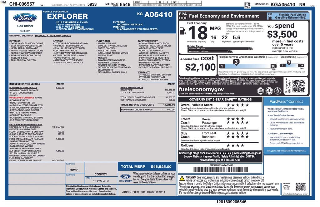 Used 2019 Ford Explorer XLT w/ Equipment Group 202A AWD/4WD image 5