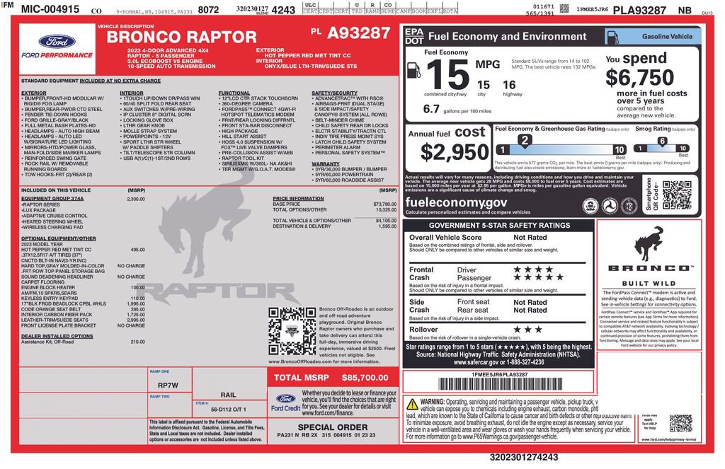 Used 2023 Ford Bronco Raptor AWD/4WD image 25