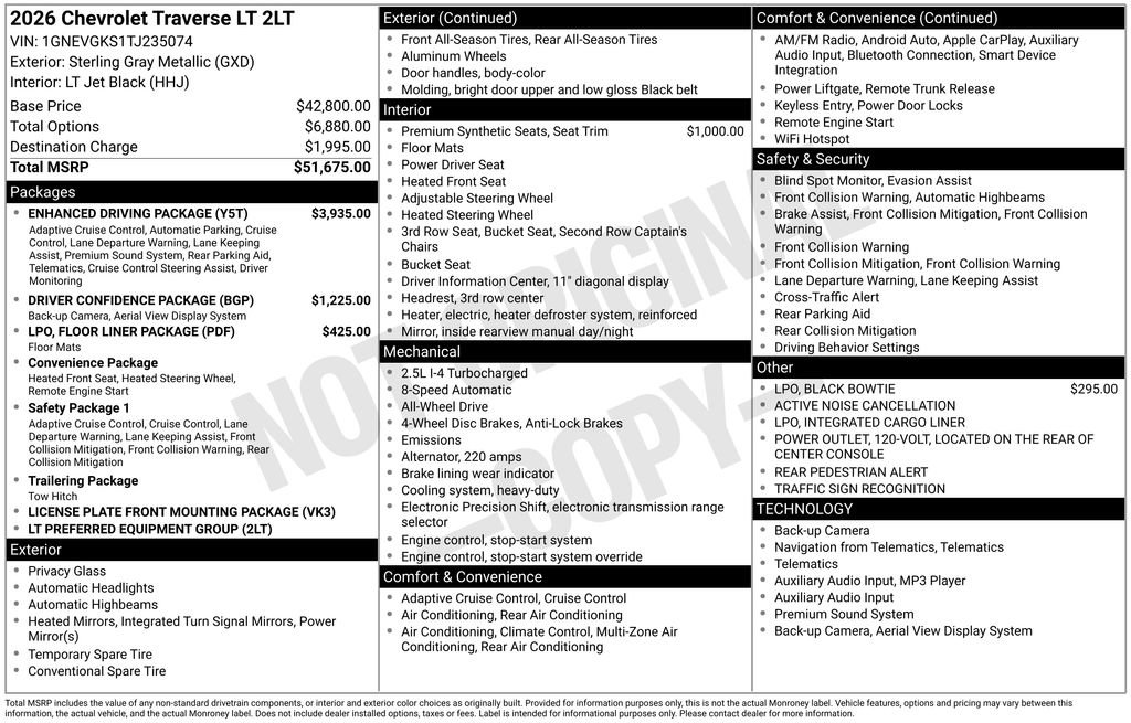 New 2026 Chevrolet Traverse LT w/ Enhanced Driving Package AWD/4WD image 4