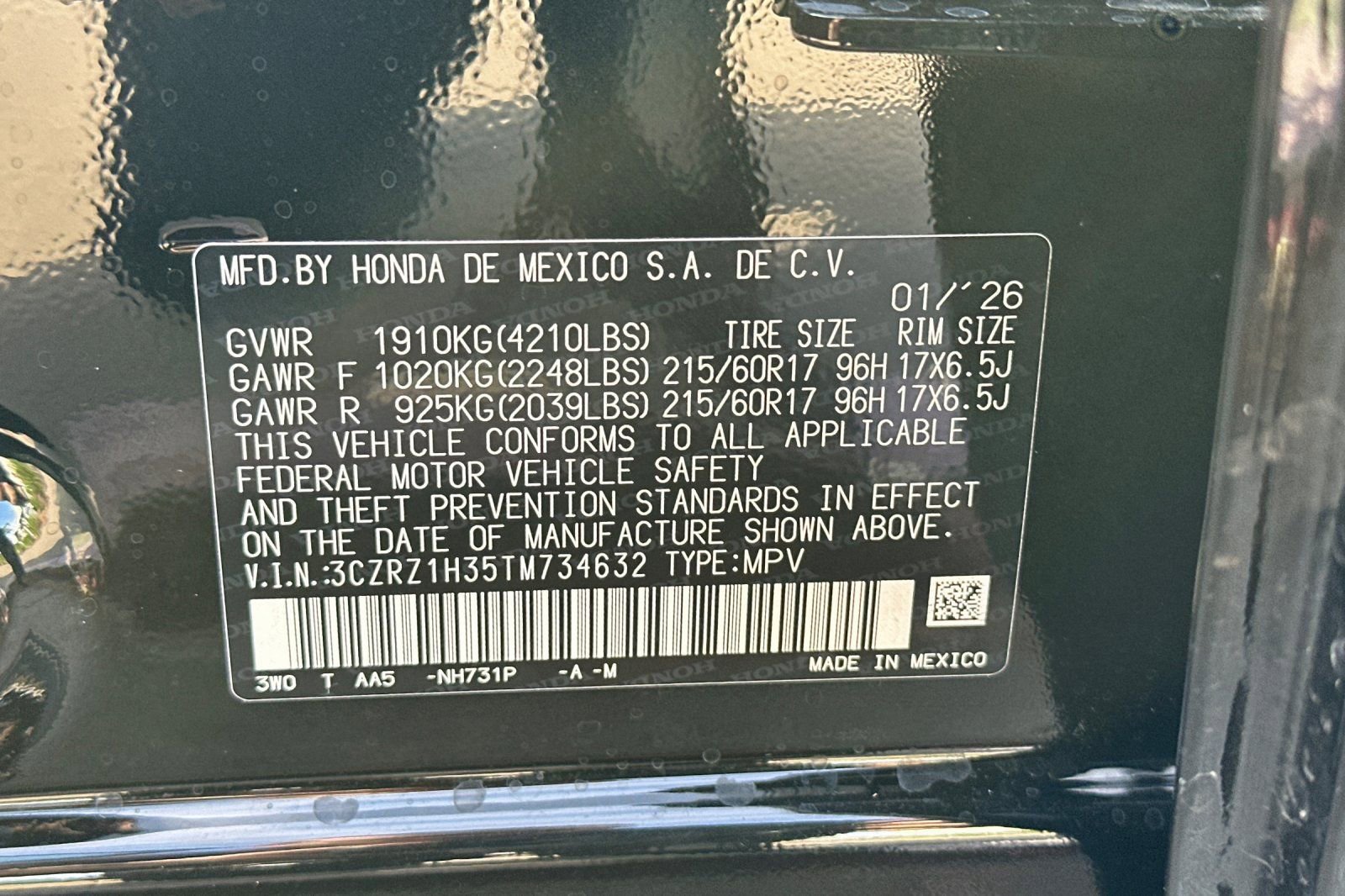 Certified 2026 Honda HR-V LX image 34