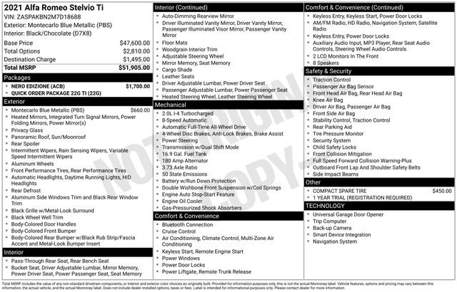 Used 2021 Alfa Romeo Stelvio Ti w/ Nero Edizione image 9