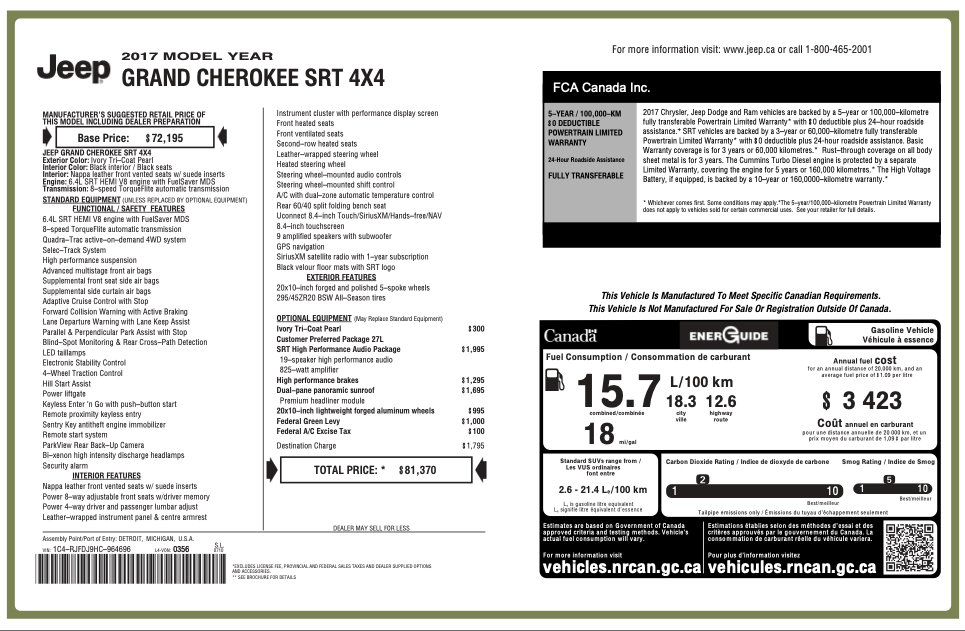 Used 2017 Jeep Grand Cherokee SRT image 2