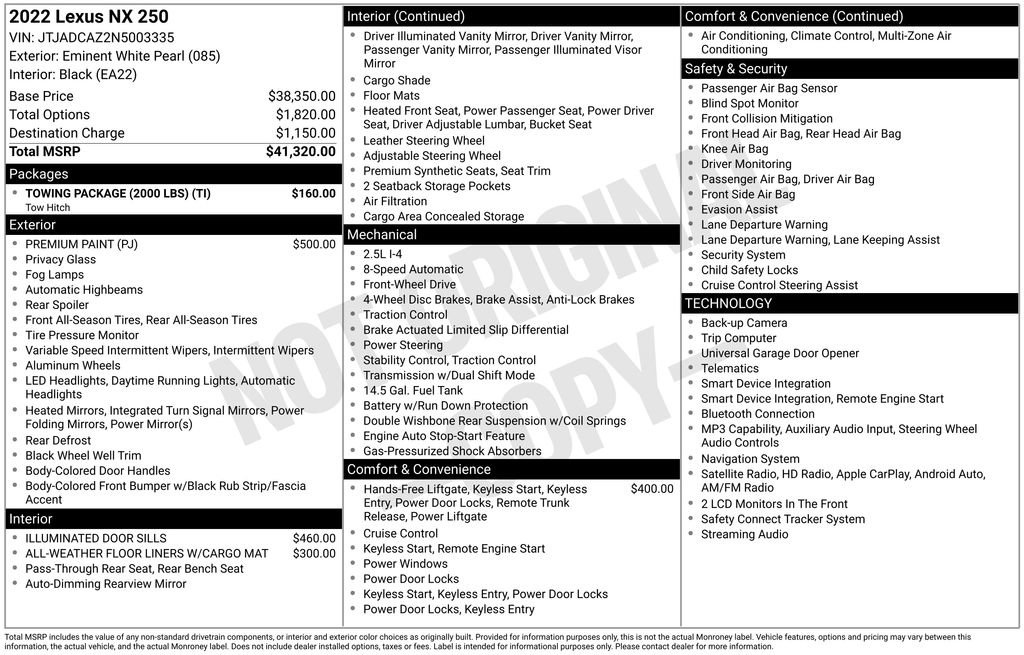 Used 2022 Lexus NX 250 FWD w/ Towing Package (2000 Lbs) image 34