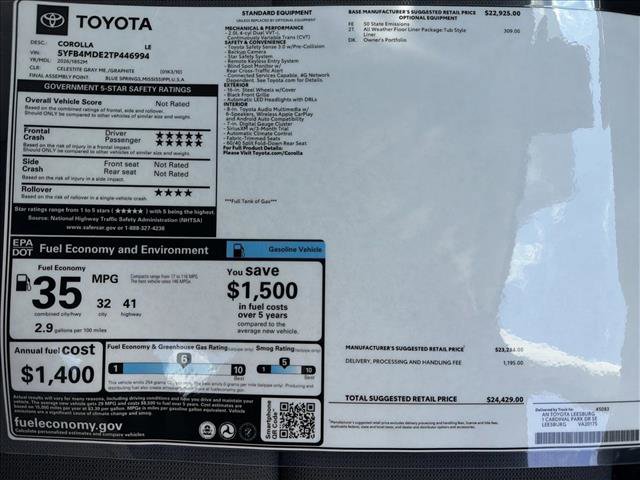 New 2026 Toyota Corolla LE FWD image 24