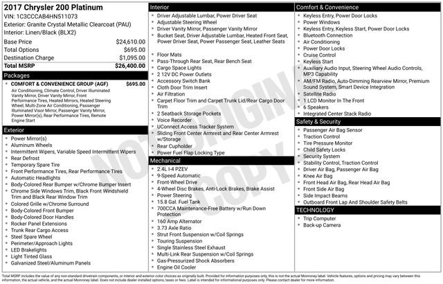 Used 2017 Chrysler 200 Limited Platinum w/ Comfort & Convenience Group FWD image 17