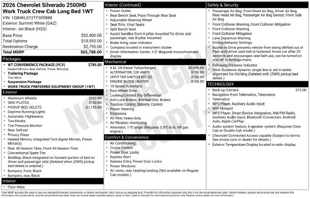 New 2026 Chevrolet Silverado 2500 W/T w/ WT Convenience Package AWD/4WD image 4
